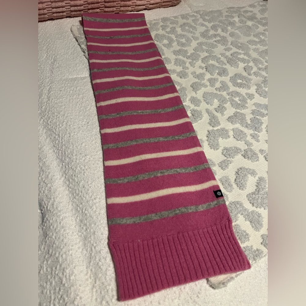 Pink and Gray Striped Scarf
